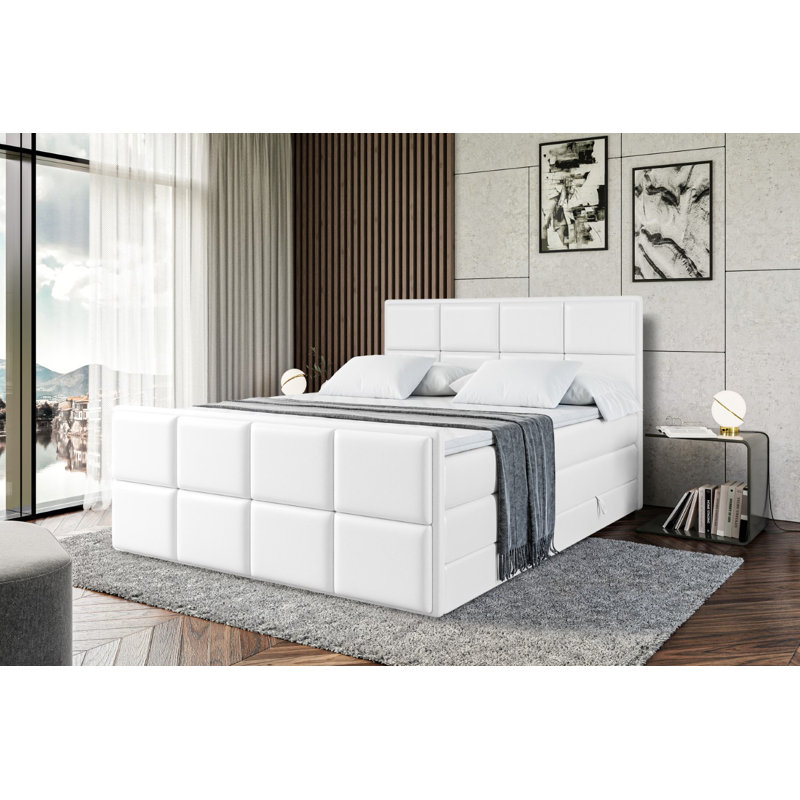 Pocket Spring Mattress Divan Bed Set, 160cm W x 200cm L, White