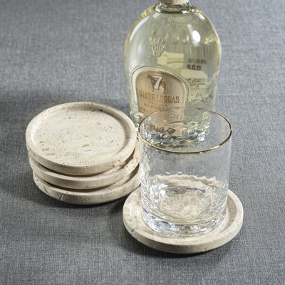 4.5' Round Marble Coasters, Set of 4