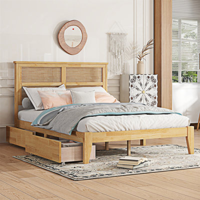 Lit en bois avec deux tiroirs de rangement