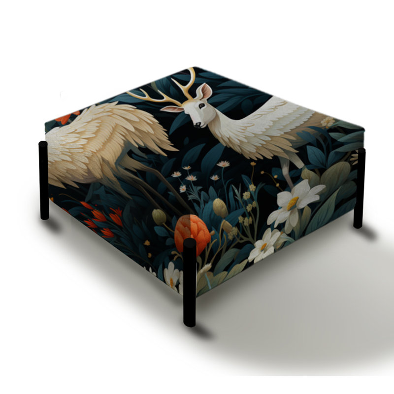 Wildlife Forest Deer Animal Pattern - Animal Print Large Square Ottoman