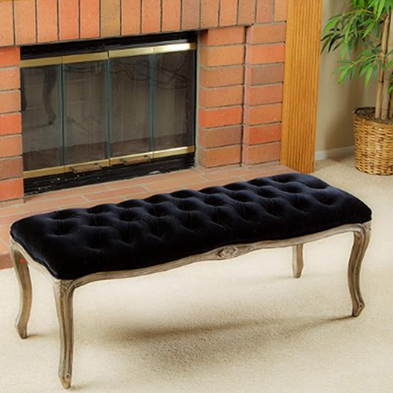 Banc rembourré en tissu Orndorff, Noir, noir, noir, noir