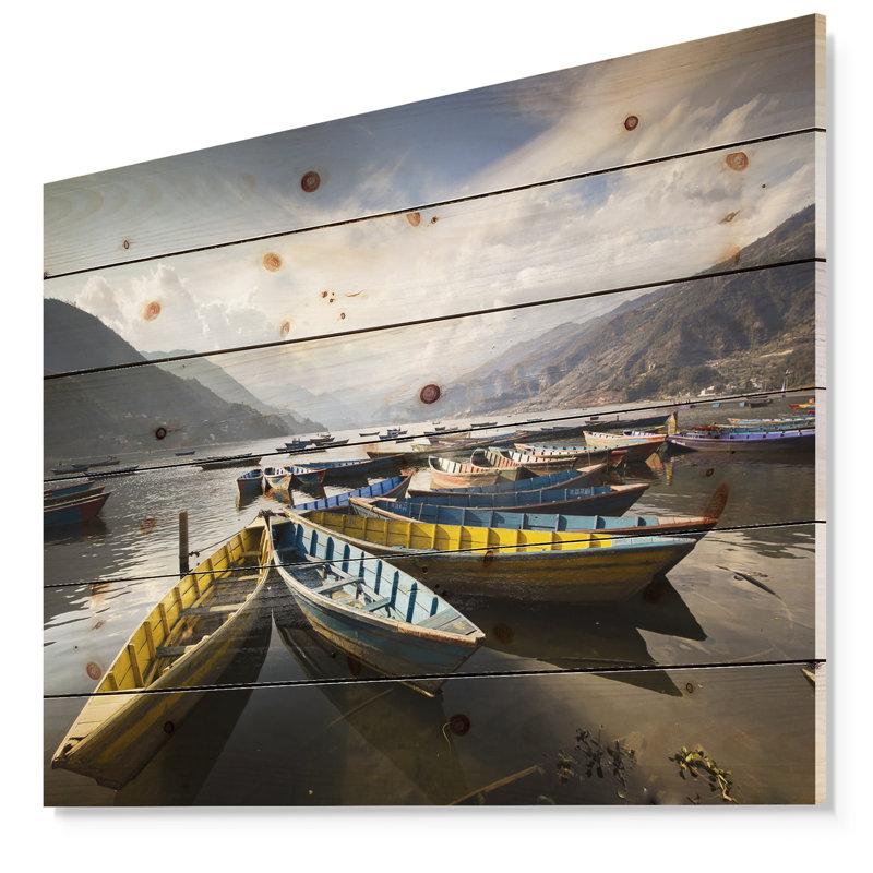 « pokhara lakeside bateau », photographie, H 36 po x l 46 po x P 1,5 po, Bois