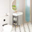 Meuble-lavabo à tablettes ouvertes de 21,6 po avec lavabo en céramique et porte à fermeture en douceur, armoire de rangement pour vestiaire sur le côté gauche, finition à assembler requise-126271465