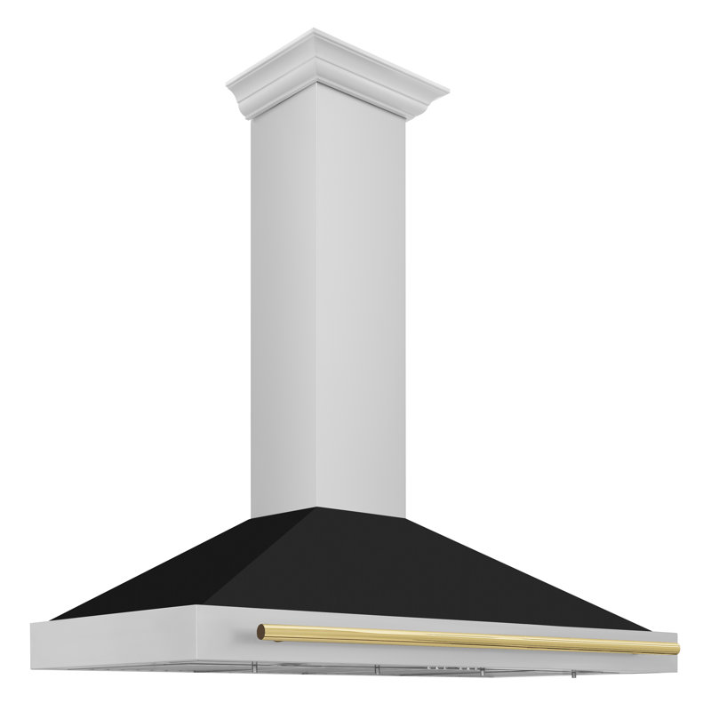 Zline Hotte en acier inoxydable avec coquille noire mate Autograph Edition, Noir mat / or poli