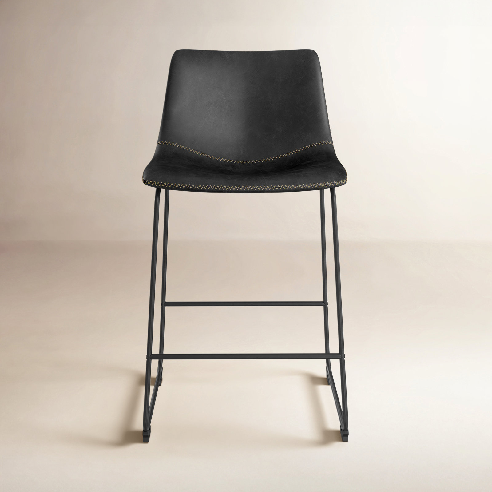 Nia Bar Stool, Black, Counter Stool (24" Seat Height), Black