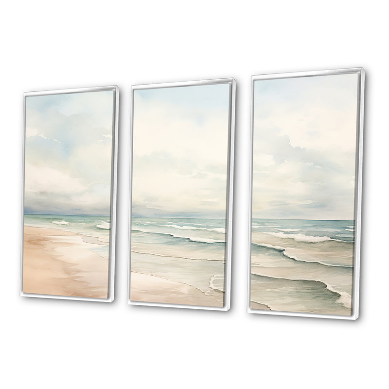 Ensemble de salon mural Pieper, Cadre flottant blanc, H 32 po x l 48 po x P 1 po