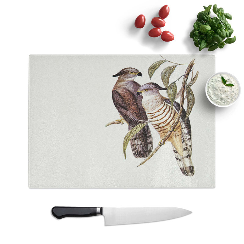 Tempered Glass Crested Hawks Chopping Board, 39 cm W x 28.5 cm L