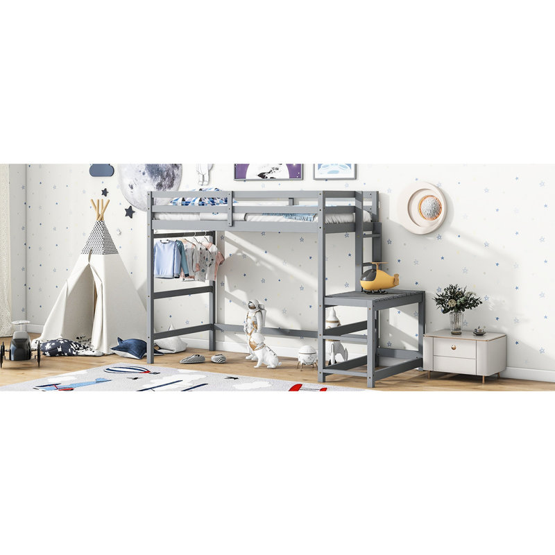 Lit mezzanine simple avec finition grise, espace pour la chambre à coucher gris, améliorant le confort et l'organisation