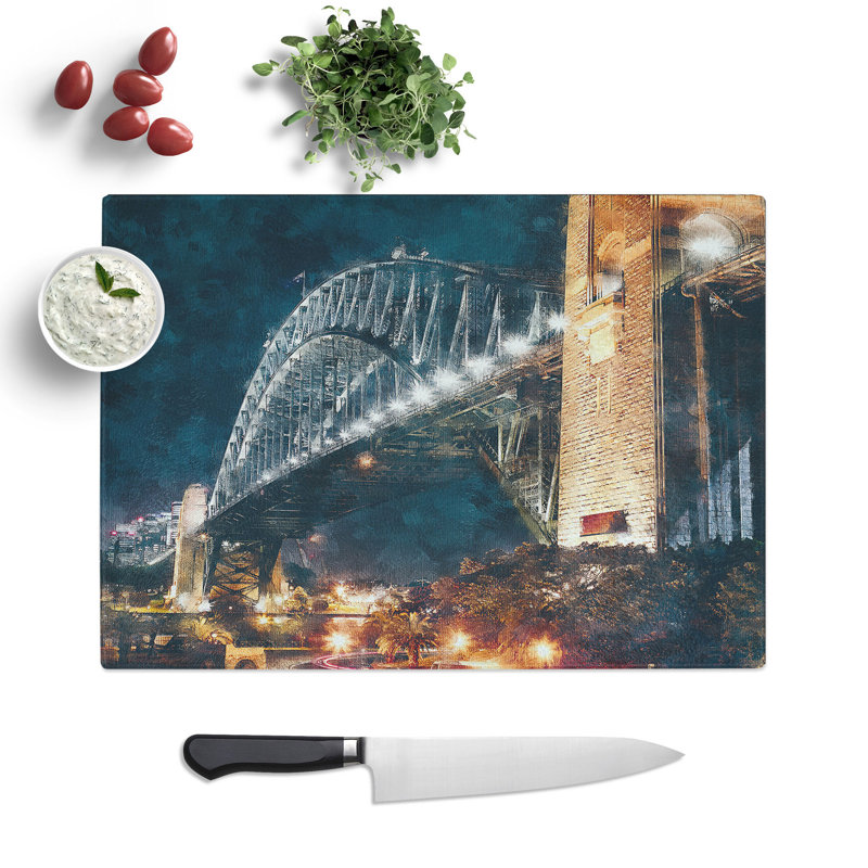 Tempered Glass Sydney Harbour Bridge Australia Abstract Chopping Board, 28.5 cm x 39 cm