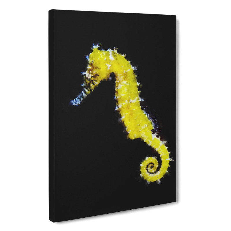 Yellow Seahorse - Wrapped Canvas Print, 60cm H x 40cm W x 3cm D
