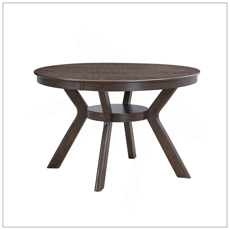 47.24''Round Rubber Wood Dining Table For 4-6 With Wooden Trestle Pedestal Base,Modern Kitchen Wooden Table Dinner Table For Dining Room, Living Room,Brown(1 Table)