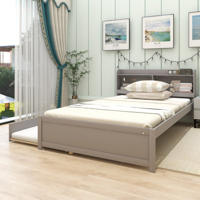 Lit plateforme double en bois massif