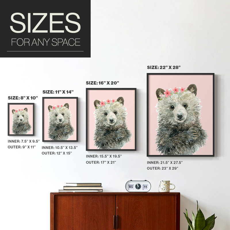 Cub Dressed Up Framed Print - Solid Wood, Black, 11" H x 9" W