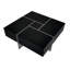 Table basse classique en bois manufacturé noir avec plateau extensible et rangement dissimulé, table centrale carrée moderne