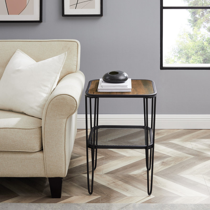 Table de bout avec rangement Maisonet, Chêne rustique