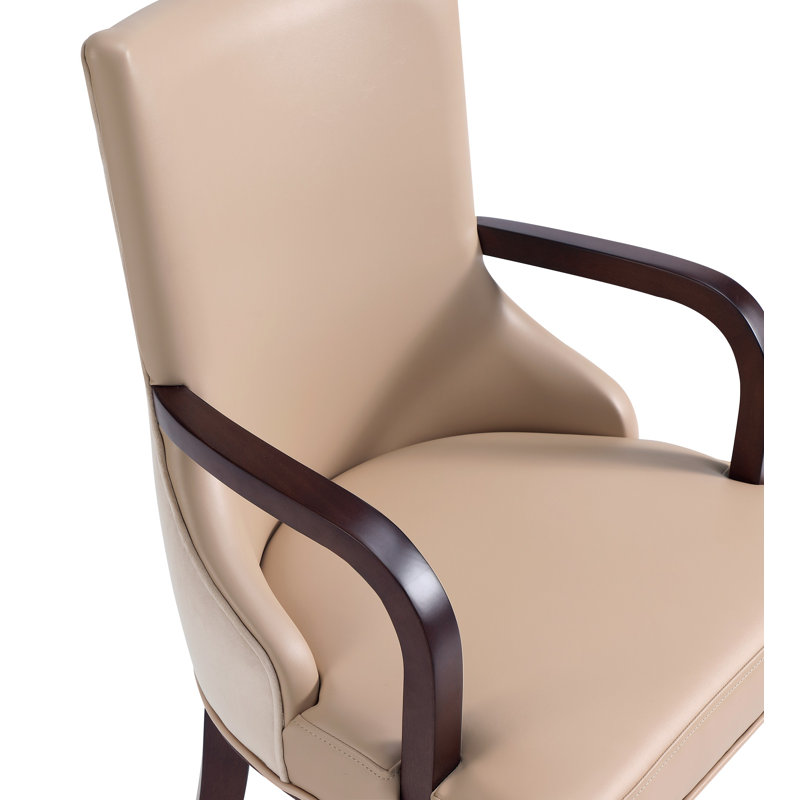 Shubert 19.75'' H Faux Leather Upholstered Beech Armchair, Tan, 2