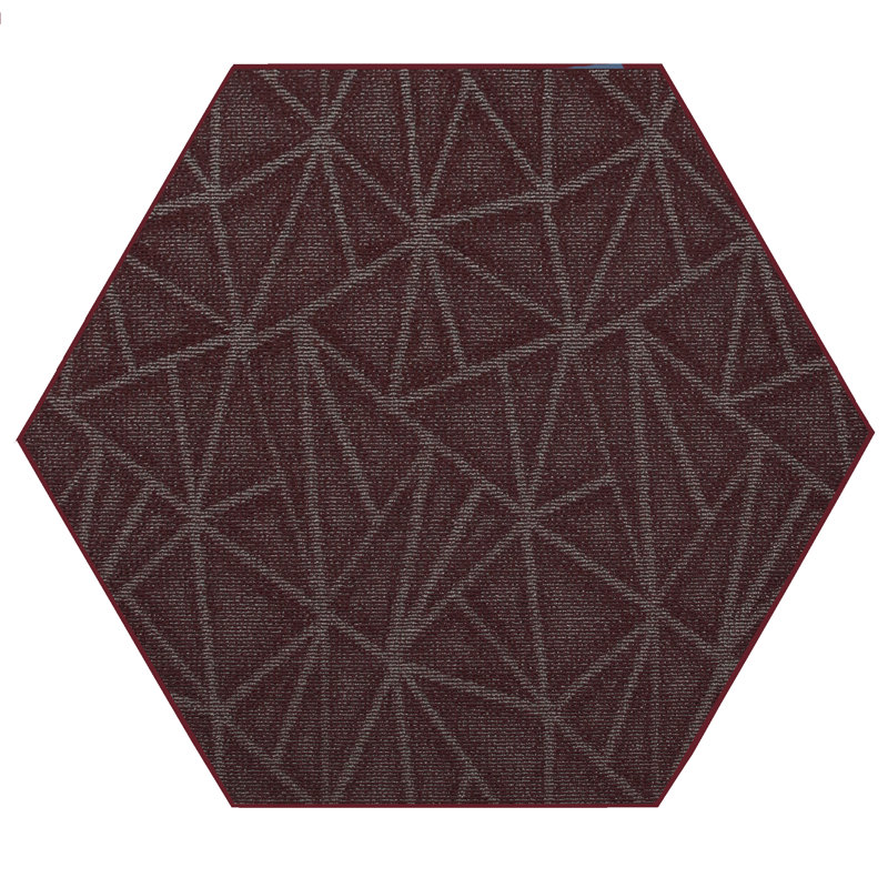 Tapis raffiné à motif raffiné bourgogne, Hexagone 4 pi