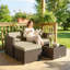 Mobilier de patio en osier avec coussins rembourrés, ensembles de canapé d'angle, kaki-776237639