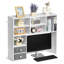 Bibliothèque de bureau, organisateur de rangement de bureau à 3 niveaux, étagère de rangement en bois 37 po x 10 po x 31,1 po, huche de bibliothèque de bureau avec deux tiroirs en tissu, pour bureau, maison et dortoir, blanc