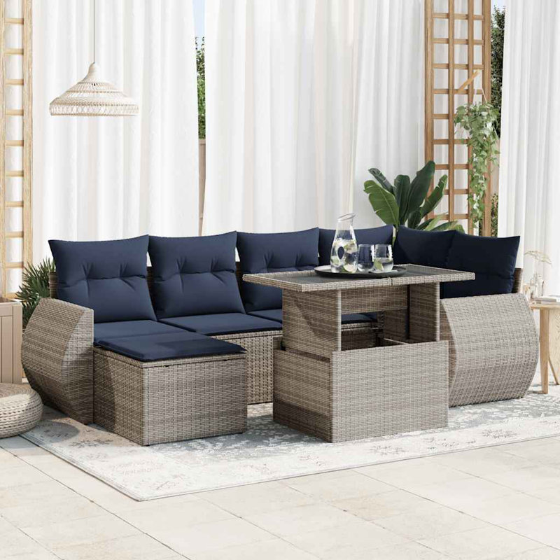 Wicker 6 - Person Garden Lounge Set with Cushions