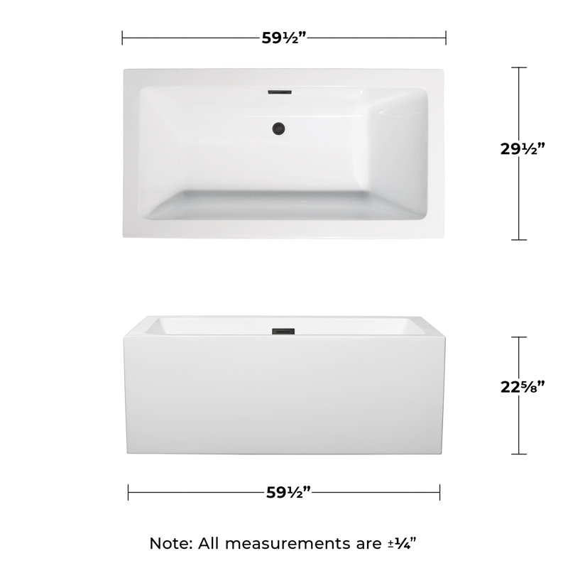 Melody 60'' x 30'' Soaking Acrylic Bathtub, Matte Black