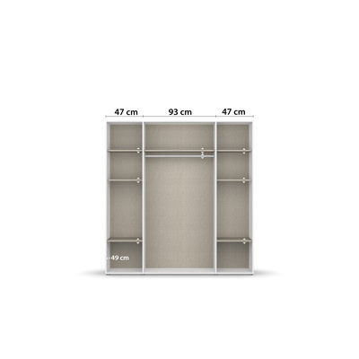 Hinged door wardrobe NAGata with modern handles with mirror