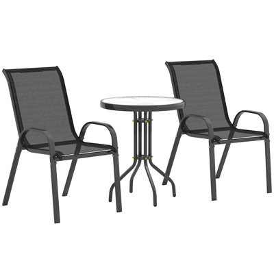 Outsunny 3 Pieces Garden Dining Set 2 Seater Garden Furniture