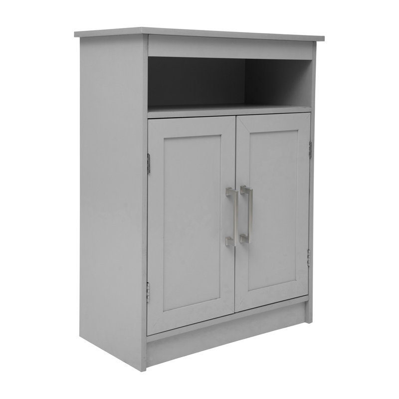 Gray Engineered Wood Bathroom Storage Cabinet with Adjustable Shelves