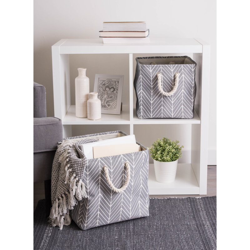 Bac en tissu à chevrons Brittnae, H 11 po x l 11 po x P 11 po, Gris