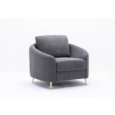 Yuina Gray Linen Chair With Pocket Coil Seat And Contemporary Chrome Legs, Perfect For Modern Comfort And Style.