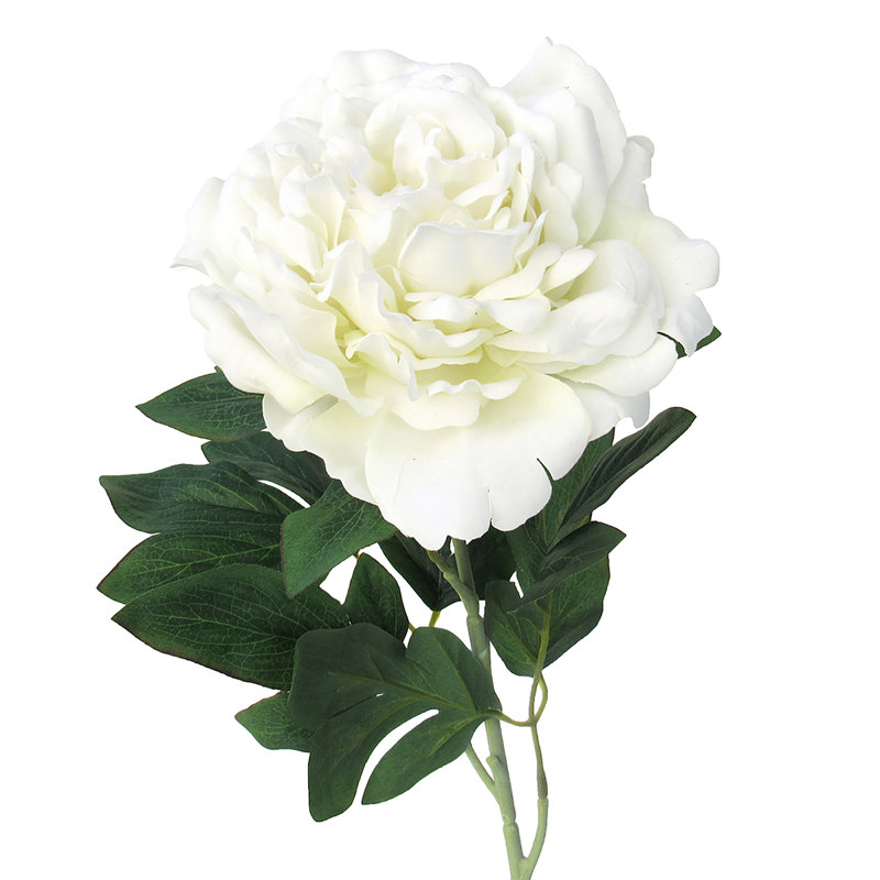 Grande tige de pivoine en velours, Blanc