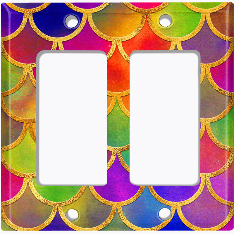 Plaque murale décorative Mermaid, Orange / mauve / vert