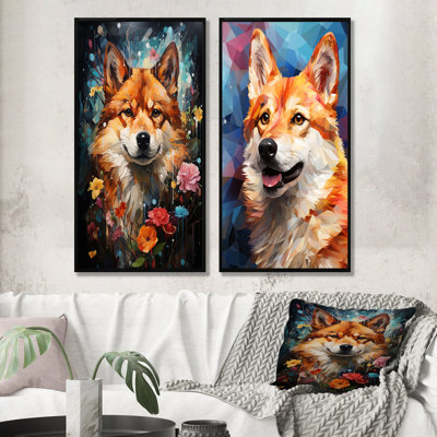 Popart Shiba Inu Spirit - Dog Wall Decor Set Of 2