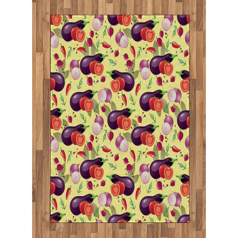 Eggplant High Density Long Fiber Poly Threads Decorative Area Rug Carpet, Rectangle 4' x 5'8"