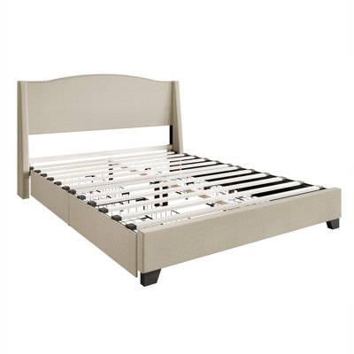 Nikrae Upholstered Wingback Storage Bed