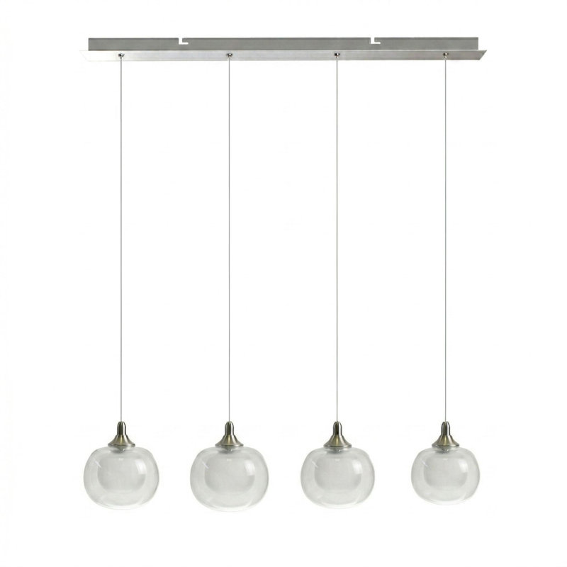 Luminaire suspendu pour îlot de cuisine 4 lumières Mission, Nickel brossé