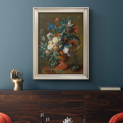 Fleurs dans une urne, toile encadrée de qualité supérieure - prête à être accrochée