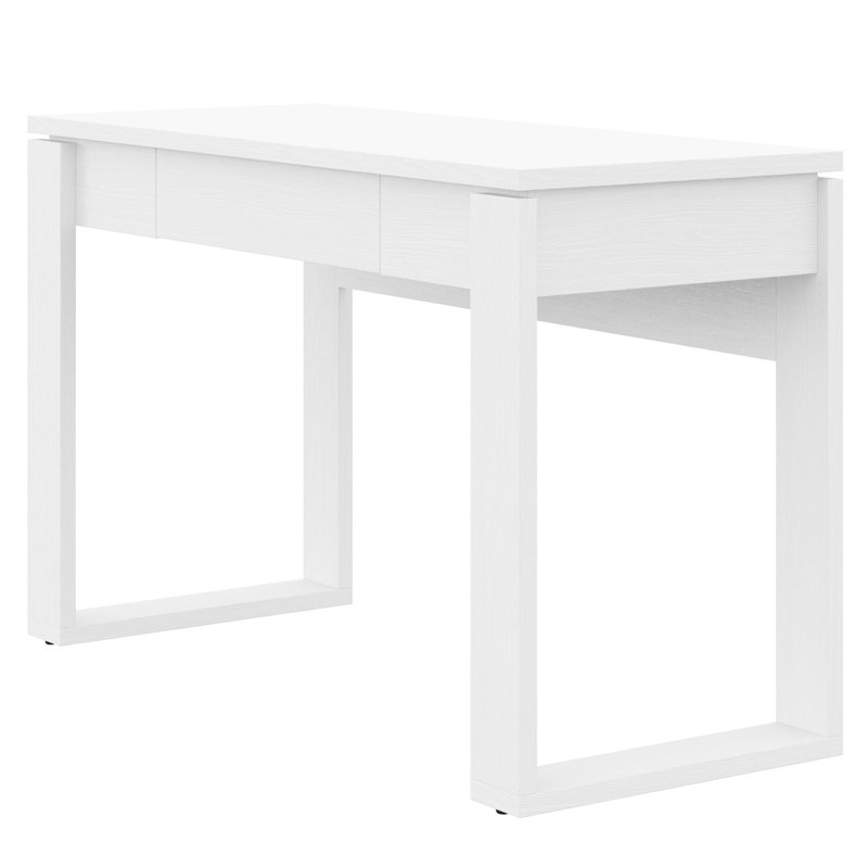 Bureau compact Solen, grain de bois blanc, Blanc