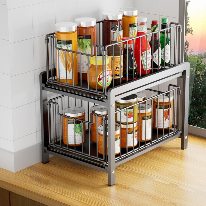 2 Tier Basket Drawer Organizer, Black