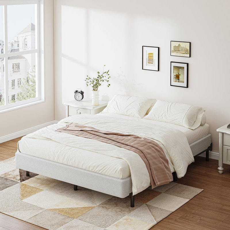 9" High Profile Metal Box Spring with Fabric Cover, Heavy Duty Mattress Foundation, Easy Assembly, Queen Size, Queen