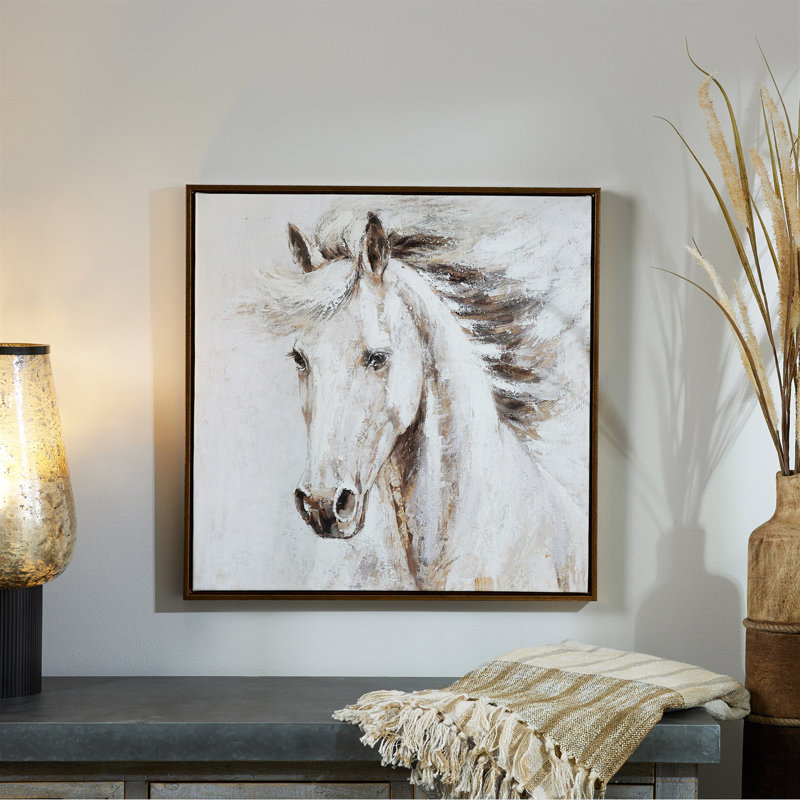 Framed Horse Canvas Art 24"SQ