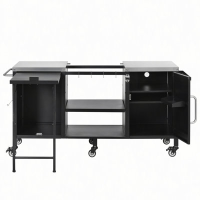 Grande table de gril 72,4 po pour grand gros œuf vert, chariot de gril extérieur en métal avec table de préparation pliante, tablettes réglables, support à épices, îlot de cuisine extérieur, Kamado Joe Classic