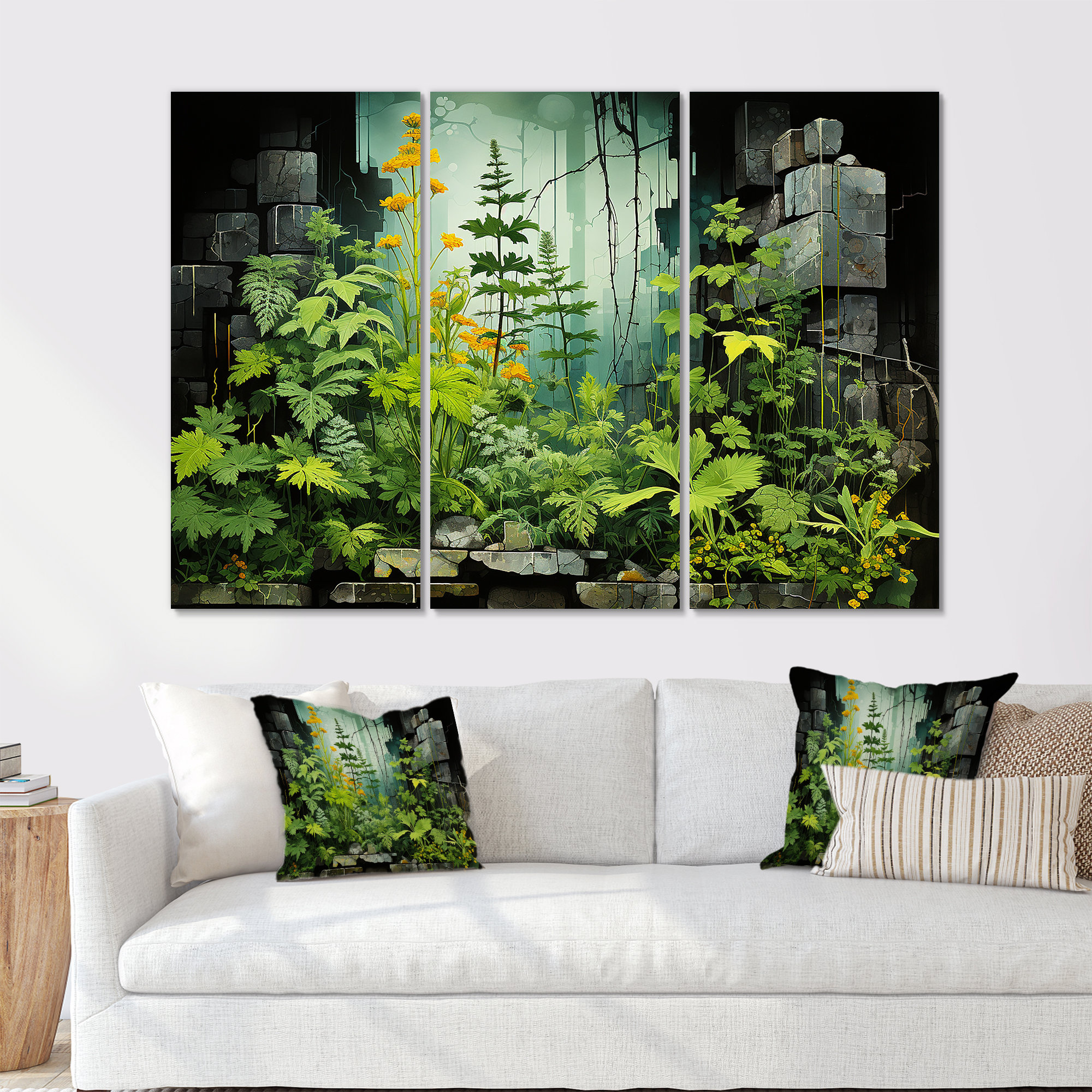 Lark Manor™ Blooming Urban Harvest - Floral Herbs Canvas Art Set | Wayfair