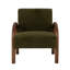Chaise d'appoint en velours avec accoudoirs arqués en bois