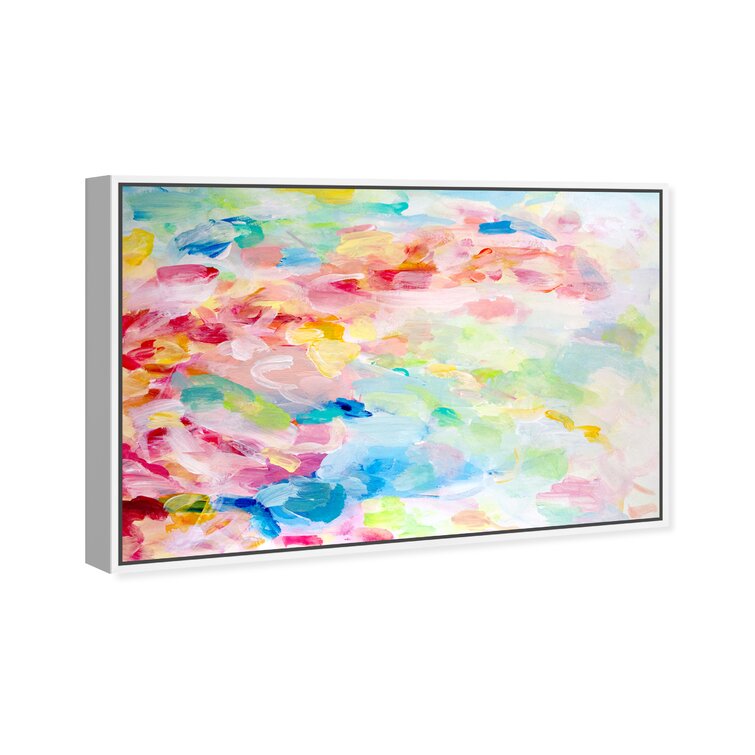 Oliver Gal Rainbow Pastel Drops Framed On Canvas Painting | Wayfair
