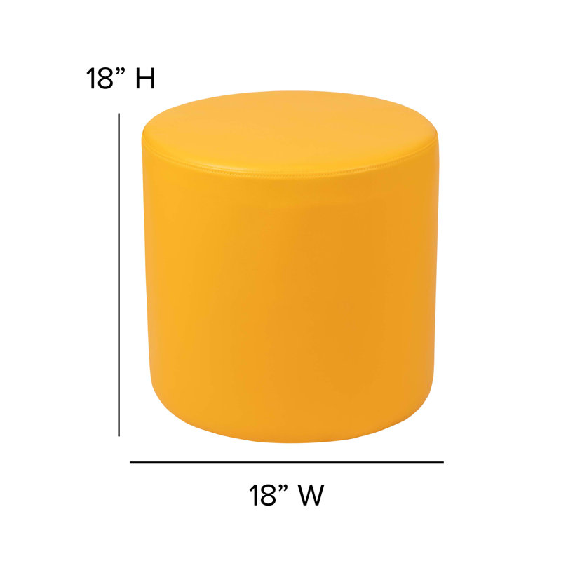 Yellow Plywood Round Classroom Ottoman with Leveling Glides