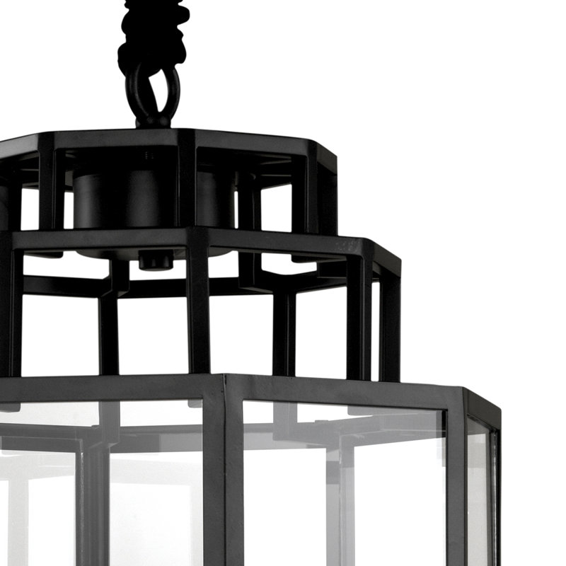 Monticello 1 - Light Black Lantern Pendant, 27" H x 13" W x 13" D