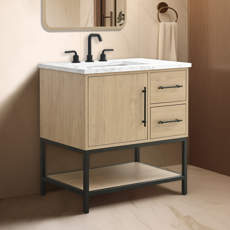 Cherita 30" Single Bathroom Vanity With Engineered Stone Top