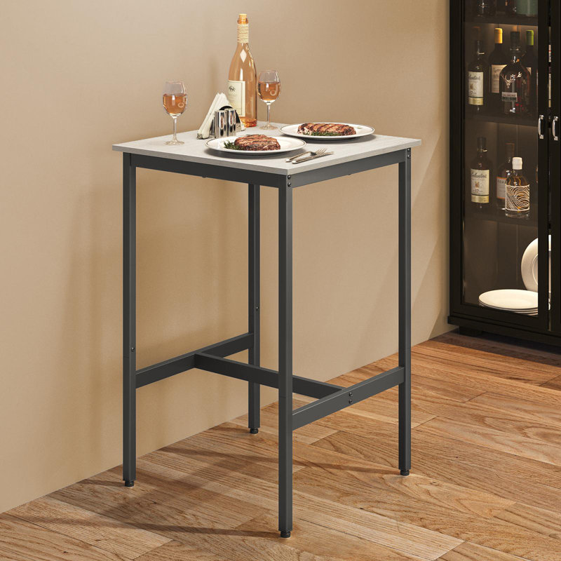 Mciver Metal Base Dining Table, Vintage White/Black, 37" H x 24" L x 24" W