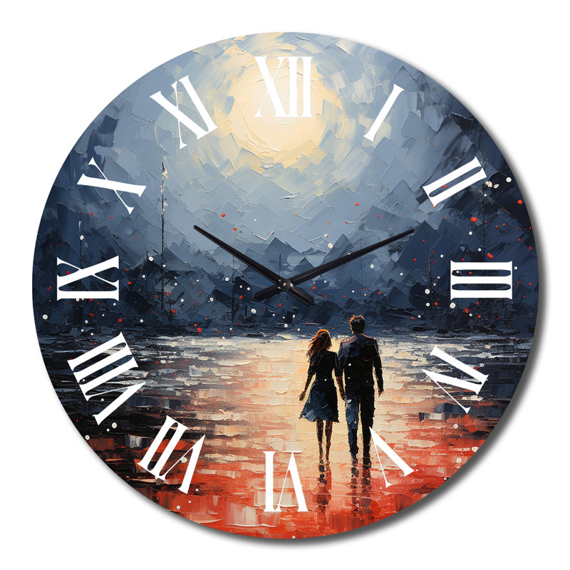 Beach Seaside Romance Pointillism - Horloge murale plage, Très grand